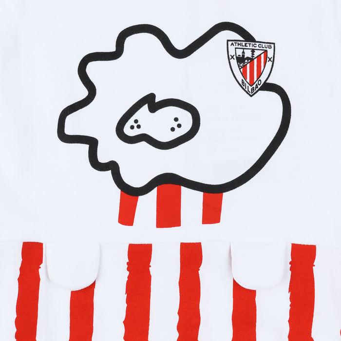 White t shirt with large black sheep outline graphic and Athletic Club Bilbao crest on the chest