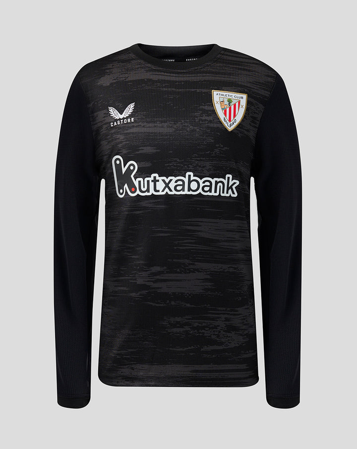 Black junior home goalkeeper jersey with Athletic Club crest and Kutxabank sponsor across the chest.