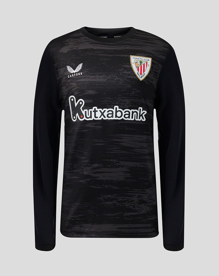 Black junior home goalkeeper jersey with Athletic Club crest and Kutxabank sponsor across the chest.