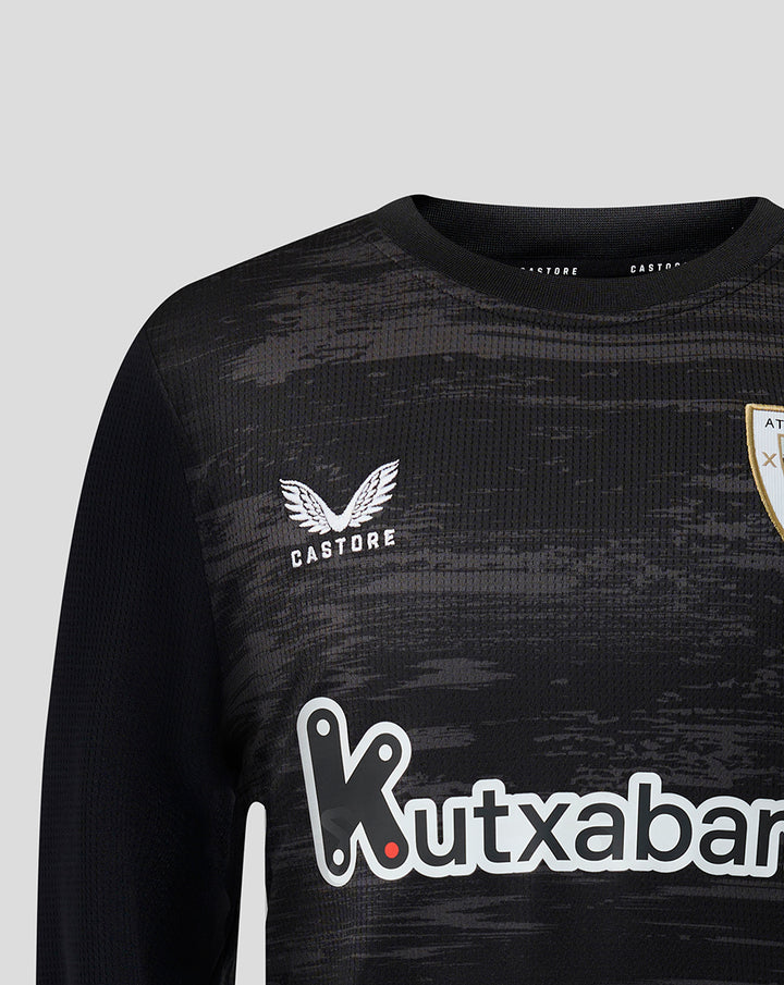 Front view of black goalkeeper jersey featuring the Castore logo Athletic Club crest and large Kutxabank sponsor.