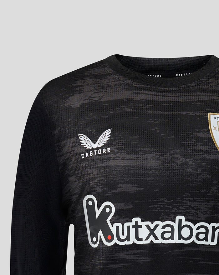 Front view of black goalkeeper jersey featuring the Castore logo Athletic Club crest and large Kutxabank sponsor.