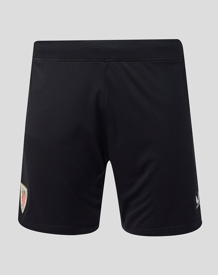 Black home goalkeeper shorts with the Athletic Club crest on the left leg and a small logo at the hem