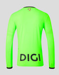 Rear view of lime green goalkeeper jersey with long sleeves and DIGI branding at the hem.
