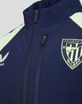 Navy performance gilet with crest emblem on the chest and front zipper.