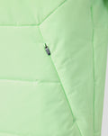 Neon green performance gilet side pocket with zipper and angular paneling