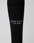 Close up of black junior Home goalkeeper sock with white Athletic Club embroidery