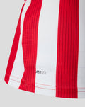 Close up of red and white striped fabric from the 26/27 Home shirt with AERTEK label