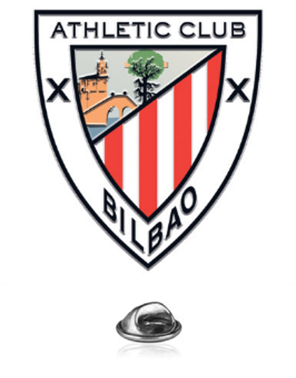 Athletic Club Bilbao crest badge featuring shield with castle, tree and red and white stripes