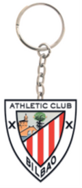 Athletic Club Bilbao crest keyring with shield emblem hanging from a metal ring