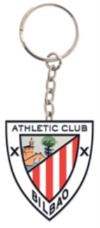 Athletic Club Bilbao crest keyring with shield emblem hanging from a metal ring