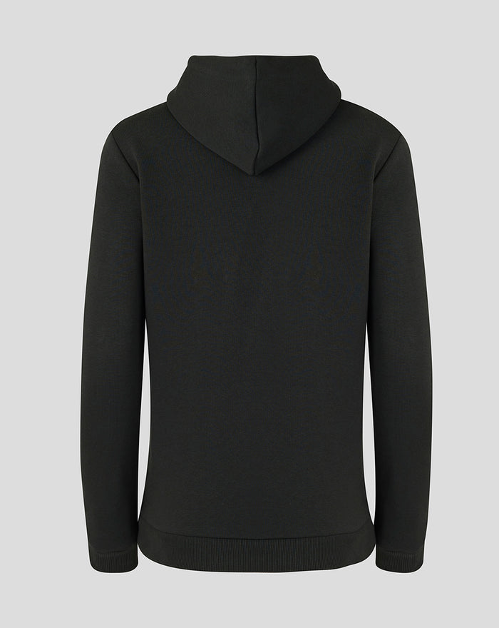 Back view of black Athletic Club Core hoodie for women with hood
