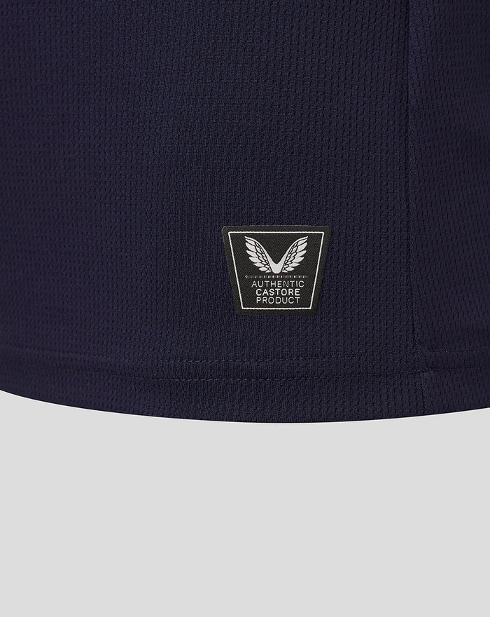 Close-up of navy Away Shirt showing the Athletic Club crest on the left chest