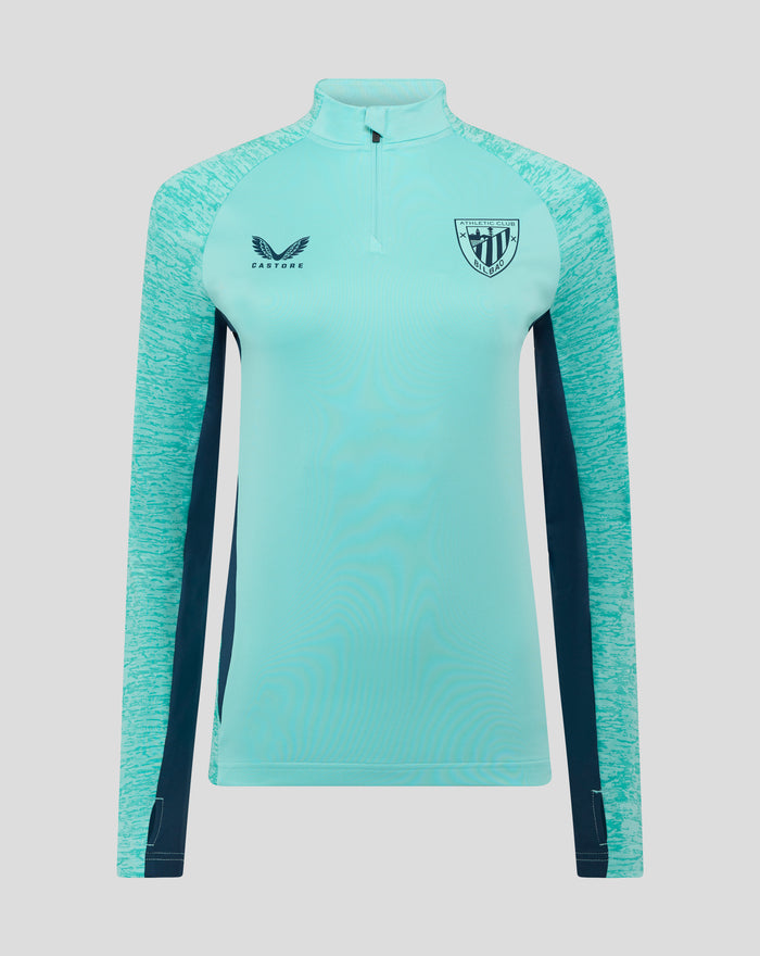 Teal Athletic Club performance midlayer top with quarter zip, left chest crest and right chest Castore logo