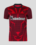 Athletic Club 4th short sleeve women's jersey red and black pattern with crest on chest and Kutxabank logo