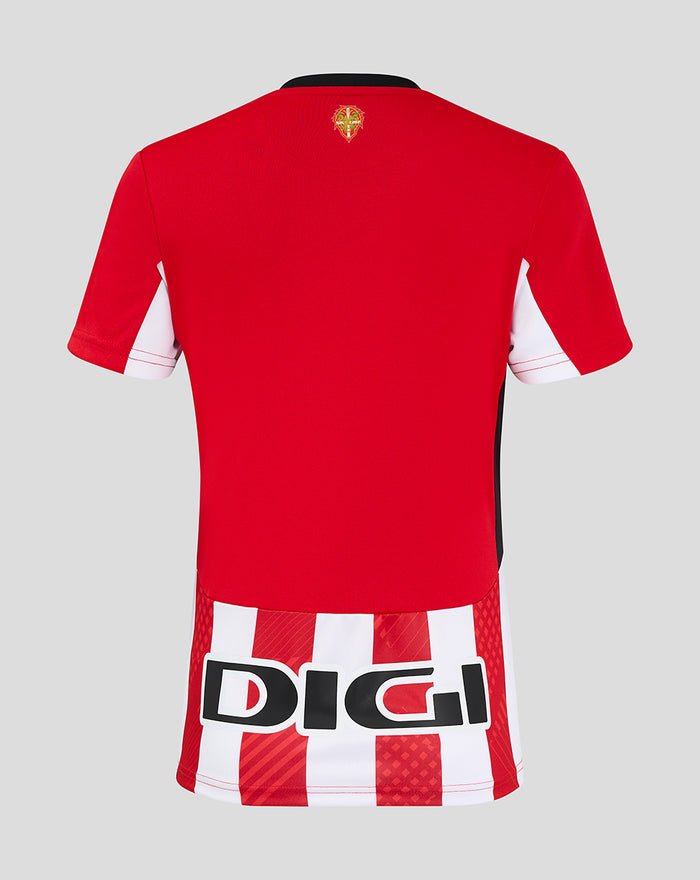 Back view of the red and white striped women's home shirt with large DIGI branding across the hem