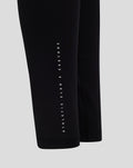 Close up of black leggings with vertical white branding along the leg reading ATHLETIC CLUB CASTORE