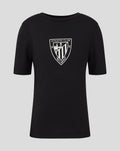Black junior Athletic Club Core Logo T shirt with a white crest on the front