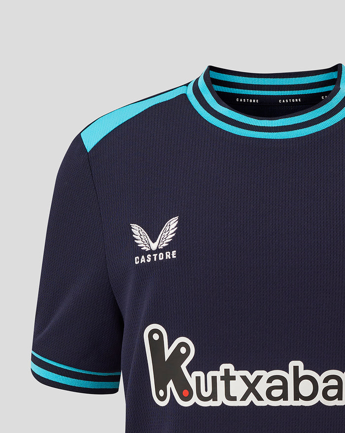 Front view of navy Athletic Club Away shirt with crest on left chest, Castore logo on right, and Kutxabank sponsor across front.