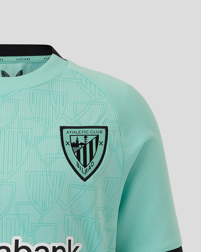 Turquoise Junior Athletic Club Third Short Sleeve shirt with Athletic Club Bilbao crest on left chest