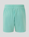 Back view of turquoise junior Athletic Club third shorts with elastic waistband