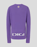 Back view of purple junior goalkeeper long sleeve shirt with small crest at upper back and bold DIGI lettering across the lower back