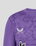 Purple Athletic Club goalkeeper long sleeve jersey with a textured geometric pattern and white Castore logo on the chest