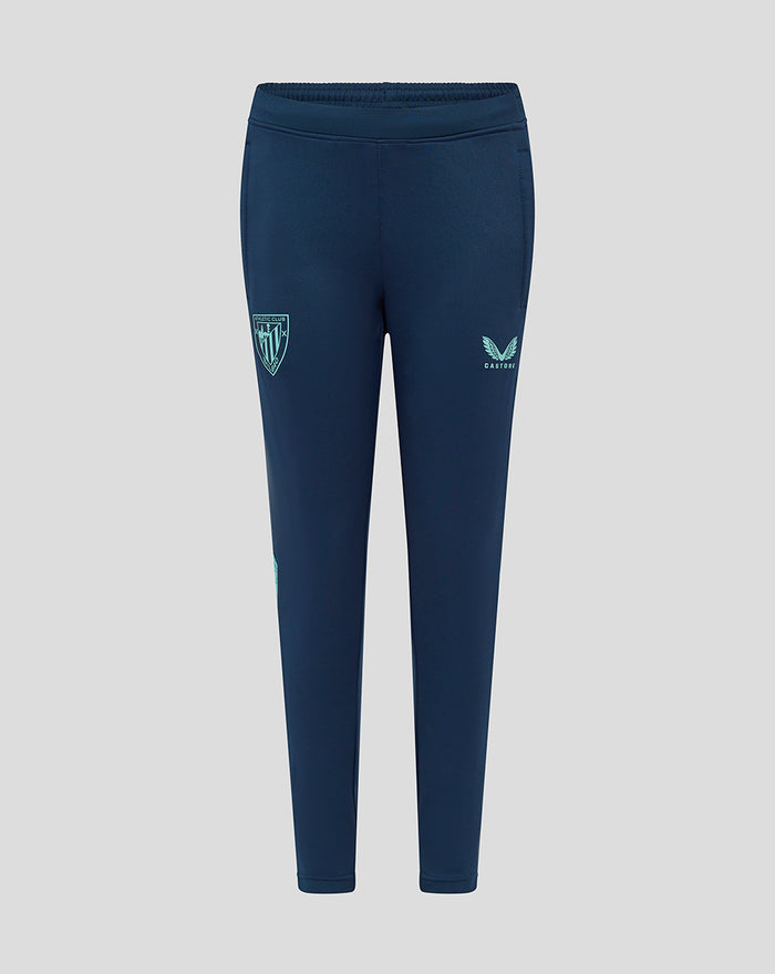 Junior navy Athletic Club training knit pants with elastic waistband side pockets and logos on both thighs