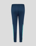 Back view of navy Athletic Club performance knit pants with teal side panels