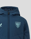 Navy blue padded jacket with Athletic Club crest on the chest and a front zip