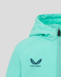 Mint green padded jacket with hood and full zip featuring the Castore logo on the chest