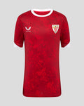 Front view of junior Athletic Club Home Pre Match Short Sleeve Tee in red with white collar and left chest crest.