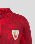 Red Athletic Club Junior Home Pre Match Midlayer Top with abstract print and chest Castore and Athletic Club logos