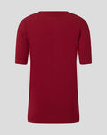 Back view of red athletic club travel short sleeve tee for juniors