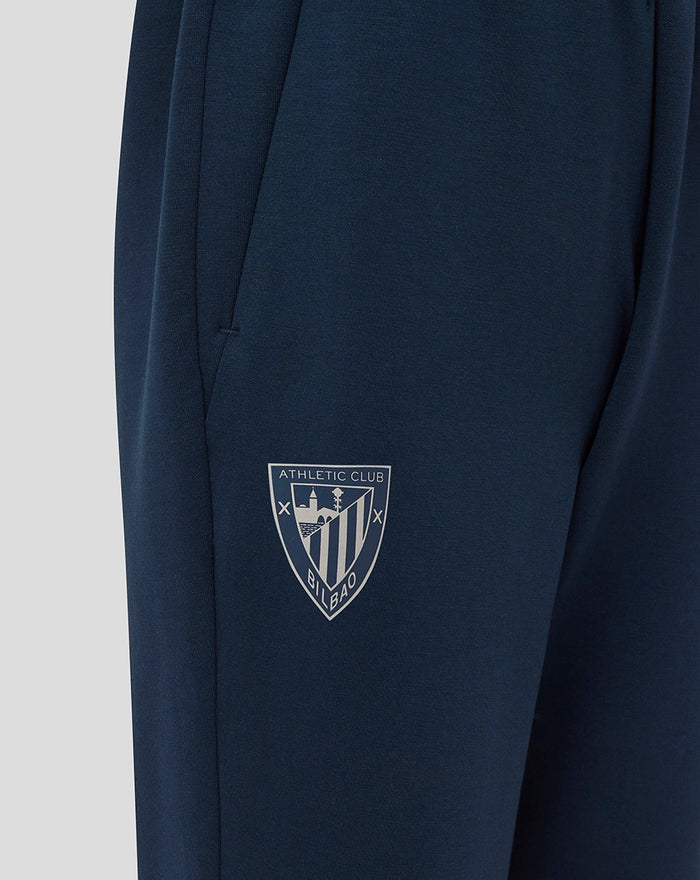 Navy jogger with Athletic Club crest on left thigh and cuffed hems