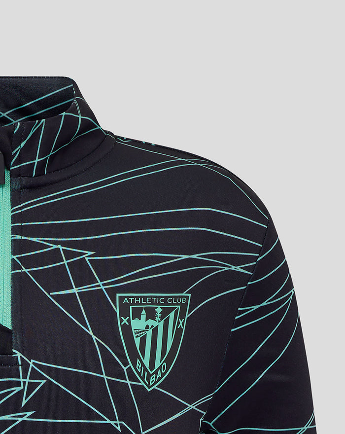Junior Athletic Club Bilbao pre match midlayer top in dark navy with turquoise geometric lines and club crest