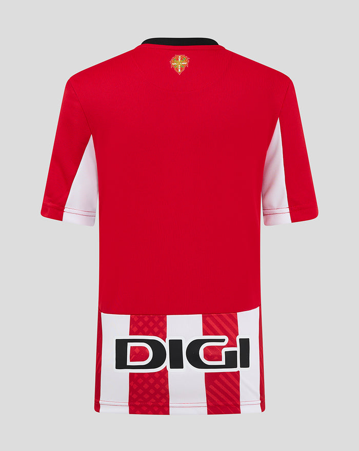 Back view of red Junior 24/25 home shirt showing crest near the neckline and DIGI logo at the lower back