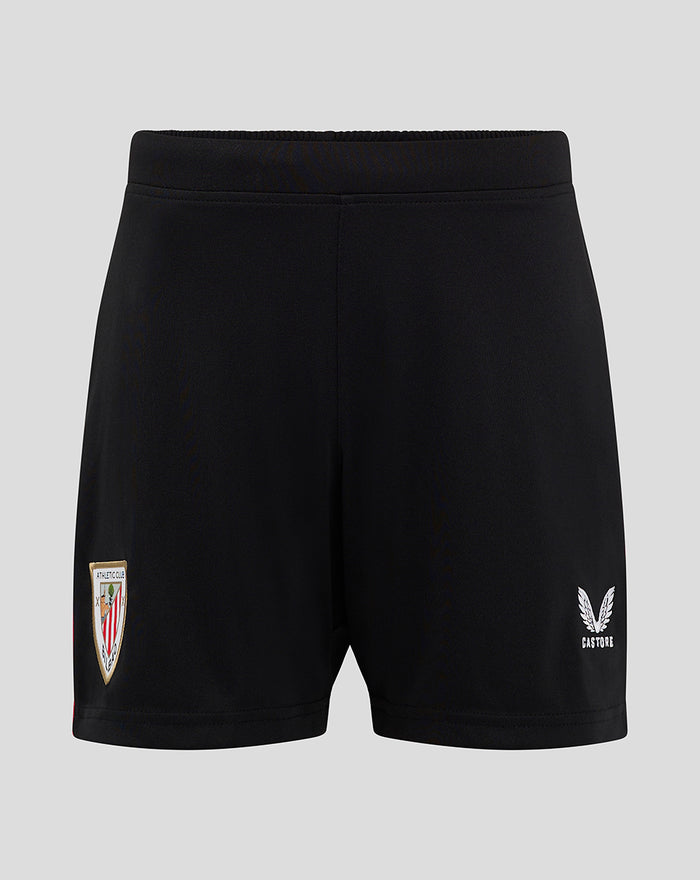 Black Junior Athletic Club home shorts with crest on the left leg and winged Castore logo on the right