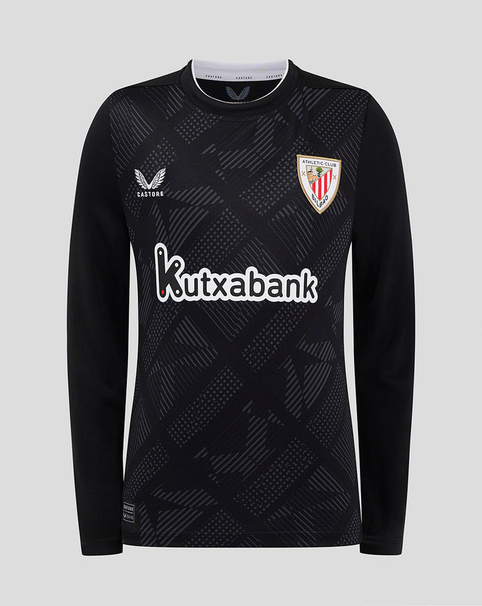 Junior Home Goalkeeper Long Sleeve Shirt in black with club crest on left chest and Kutxabank sponsor across front