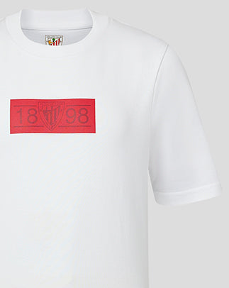 White Athletic Club Classic short sleeve T shirt with red rectangular logo on the left chest