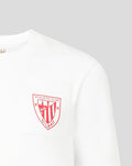 Chest pocket with red Athletic Club Bilbao crest on white youth T shirt