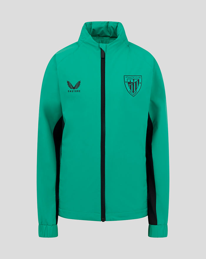 Green men's training rain jacket with zip and Athletic Club Bilbao crest on the chest