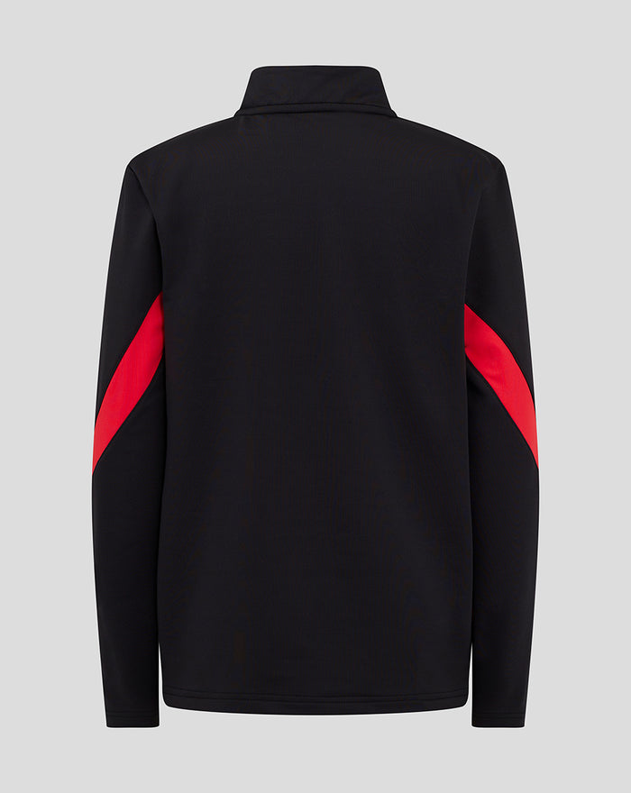 Back view of black MATCHDAY MIDLAYER 24/25 jacket with bold red sleeve panels.