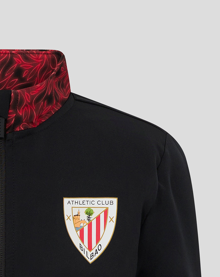 Junior Matchday Anthem Jacket 24/25 black with Athletic Club Bilbao crest on the left chest and red patterned collar detail