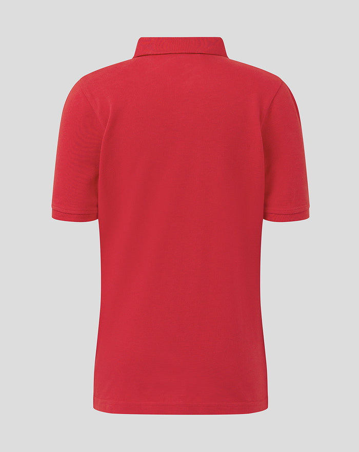 Back view of red JUNIOR CORE POLO with short sleeves