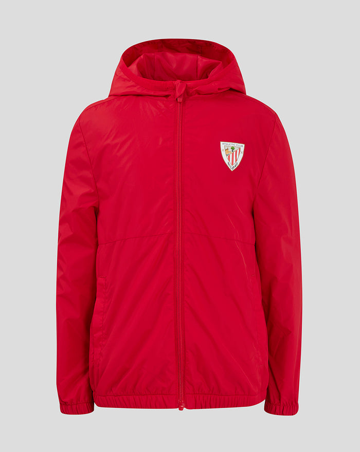 Red JUNIOR CORE SUMMER JACKET with hood and zip front and left chest emblem