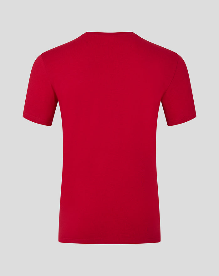 Back view of red ATHLETIC CLUB CORE CREST TEE with a plain back.