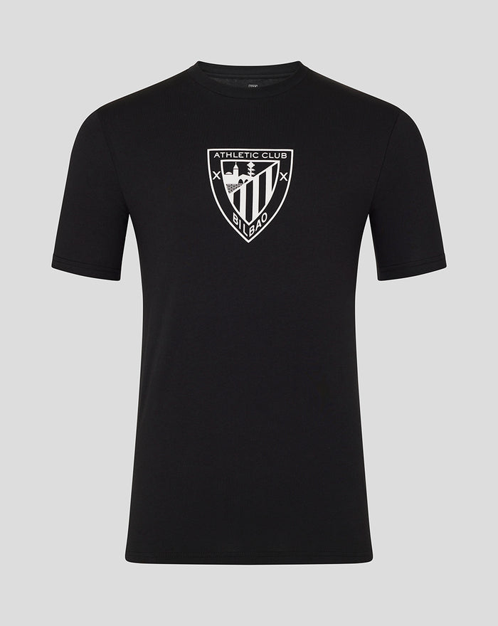 Black Athletic Club Core Logo Tee with white crest on chest