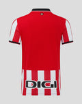 Back view of red Athletic Club home shirt with black collar and white trim, white striped hem and DIGI sponsor logo.