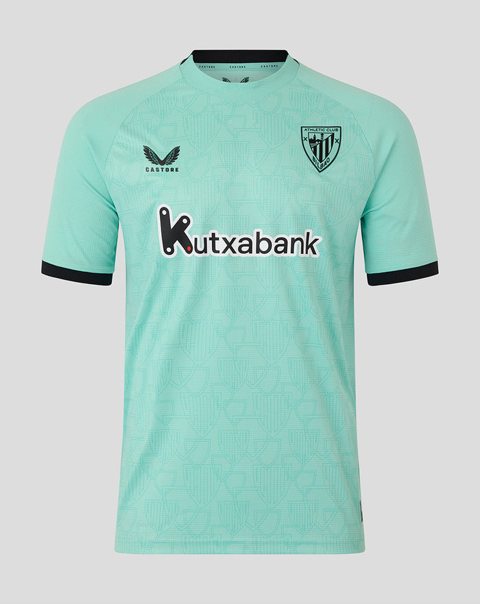 Mint green Athletic Club Bilbao third short sleeve jersey front with Kutxabank sponsor and club crest