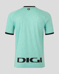Back view of mint green Athletic Club Bilbao third shirt with crest at upper back and DIGI logo at lower back